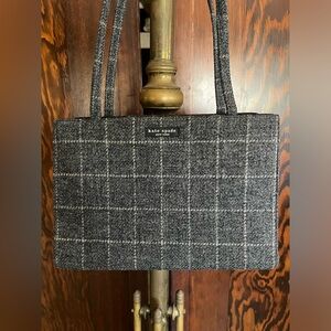 1990s Vintage Late Spade Wool Shoulder Bag Checkered